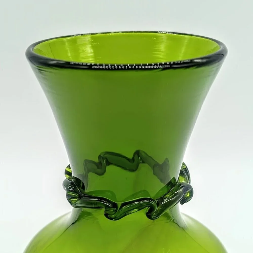 Green Rigori Trim Handblown Glass Vase